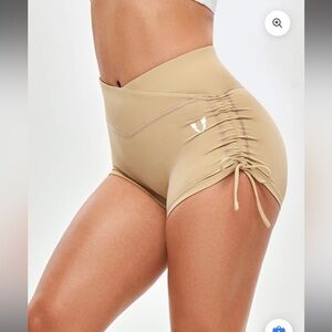 NEW Firm Abs Rouched Bootie Scrunch  V- Waist Shorts Medium